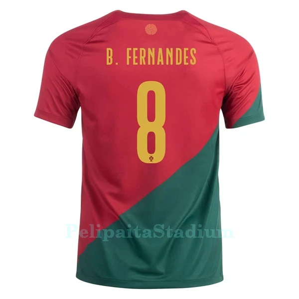 Portugali Bruno Fernandes 8 Pelipaita Miesten Koti MM-Kisat 2022