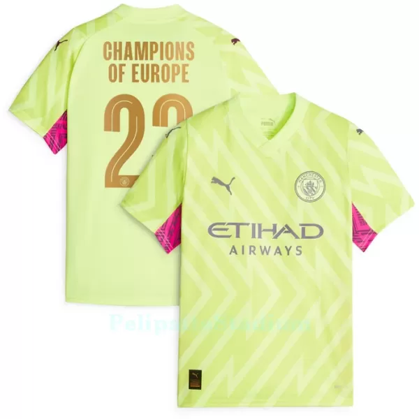 Manchester City Champions of Europe Maalivahdin Pelipaita Miesten Kolmas 2023-2024