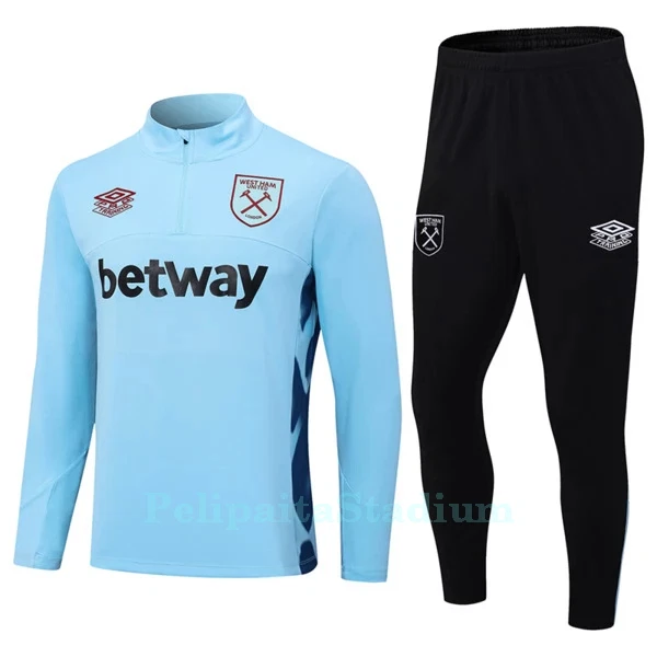 West Ham United Miesten Harjoittelu Verryttelypuku Neljännes Zip 2023-2024 Sininen