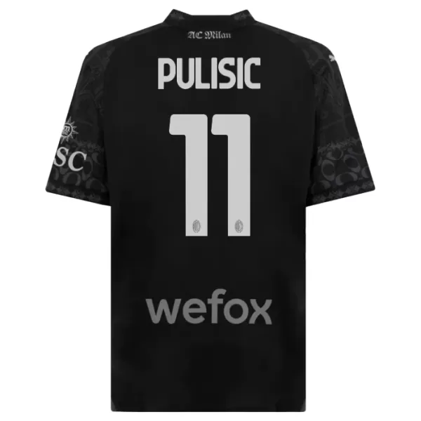 AC Milan Christian Pulisic 11 Pelipaita Miesten Neljäs 2023-2024 Musta