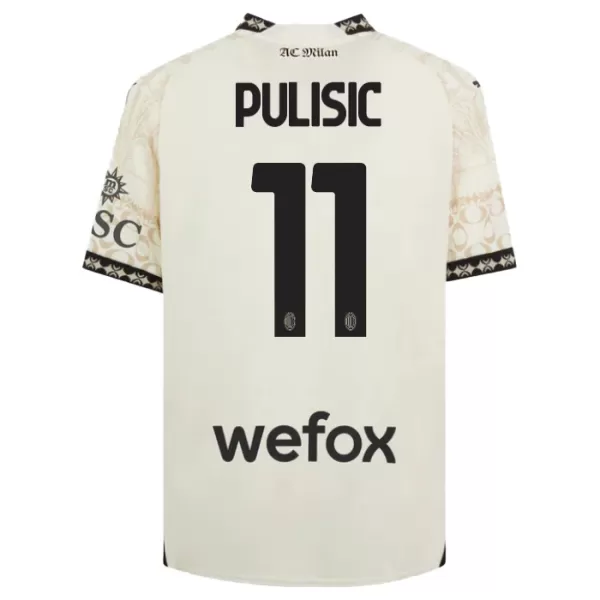 AC Milan Christian Pulisic 11 Pelipaita Miesten Neljäs 2023-2024 Valkoinen