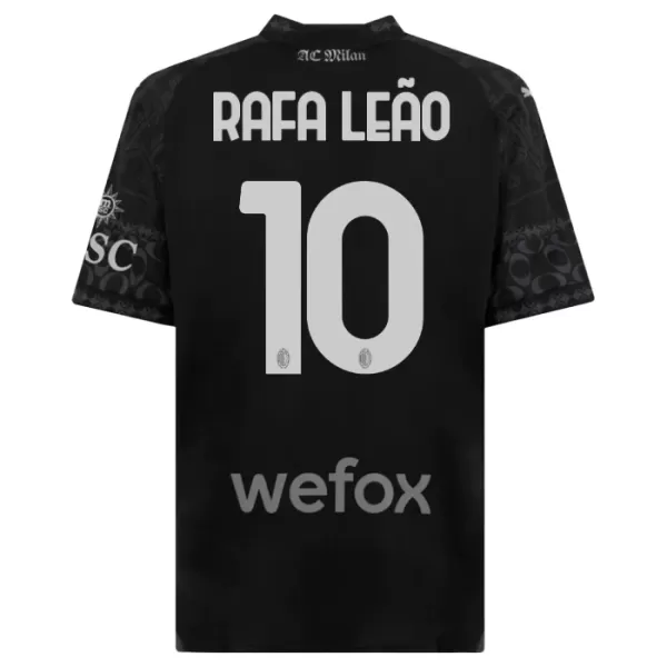 AC Milan Rafael Leao 10 Pelipaita Lasten Neljäs 2023-2024 Musta